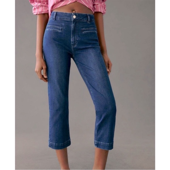 Anthropologie Maeve The Essential Slim High-Rise Straight Jeans Welt Pockets 26 - Picture 1 of 12